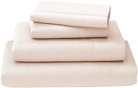 Callista 100% Cotton Sateen Sheet Set 400 Thread Count -Twin Size, Wrinkle-Free, Fade, Stain Resistant, Hypoallergenic -3 Piece Set -1 Flat Sheet, 1 Fitted Sheet and 1 Pillowcase -Blush