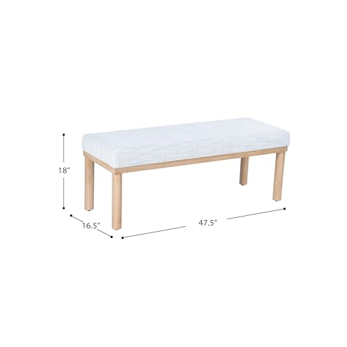 Image of HomePop 47.5 inch Oslo Bench - Blue Pinstripe Fabric