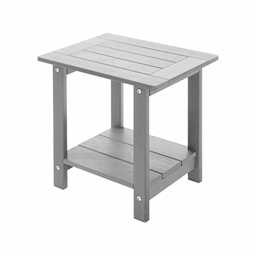 Image of Meluvici Double Adirondack Side Table Weather Resistant, Outdoor Rectangular End Table for Adirondack Chair, Light Grey
