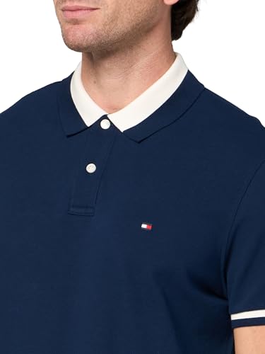 Image of Tommy Hilfiger Men's Short Sleeve Casual Polo Shirts in Regular Fit with Stretch and Contrast Collar Designs
