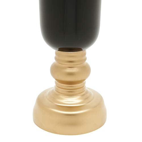 VASO VIDRO PRETO/DOURADO 13x35cm