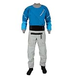 Kayak Dry Suit For Men 3-Layer Waterproof Fabric Drysuit With Latex On Neck And Wrist White Water River