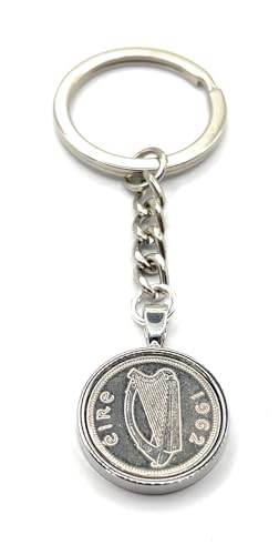 Porte-clés 1962 pièce 3 pence irlandaise argent compagnon élégant du quotidien
