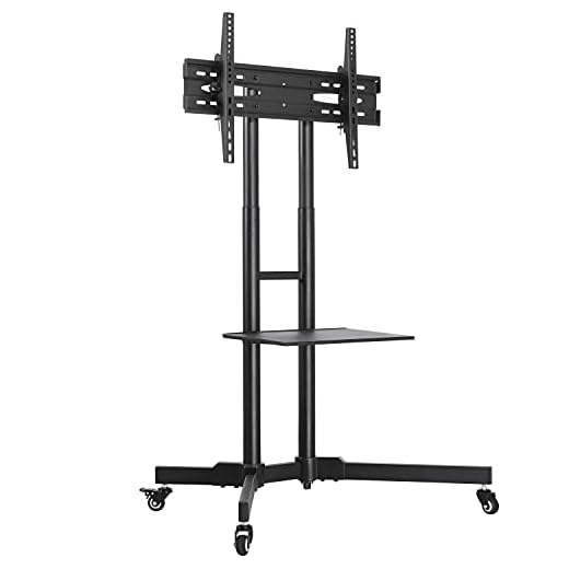 Yaheetech TV-stativ, mobil, TV-stativ, rullbar, TV-vagn med bricka för 32–65 tums plasma/LCD/LED TV-vagn med icke-markerade rullar, upp till 50 kg