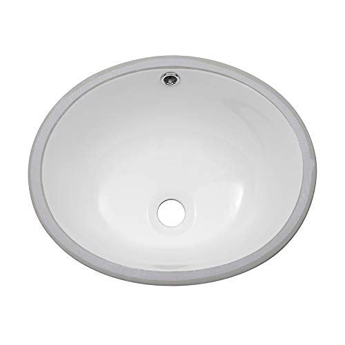 Bathroom Sink Undermount - Sarlai 16 Inch Undermount Oval Sink Pure White Porcelain Ceramic Lavatory Vanity Vessel Sink Basin，Interior Size 14.9" x 13" by Sarlai - Used condition - US$62.30