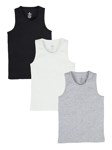 Image of KiddoPanti Boys 100% Cotton Rib Vest Pack of 3