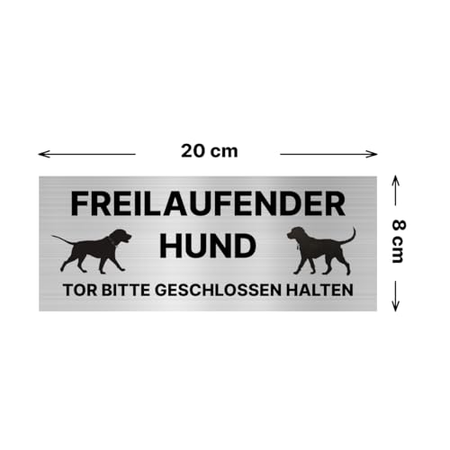 Hinweisschild Freilaufender Hund Tor bitte geschlossen halten 20x8 cm Vorsicht Hund