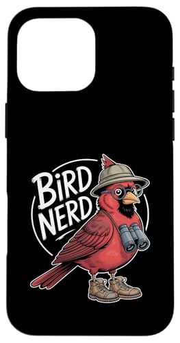 Red Cardinal Bird Nerd �t�@�j�[�E�H�b�`���O �o�[�h�E�H�b�`���[ �X�}�z�P�[�X iPhone 16 Pro Max �p