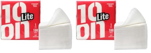 Image of 10on Lite Soft Tissue Paper Napkin, 100 Pulls -1 Ply, Size 27x 30cms -Ultra Soft & Absorbent (Pack of 2)