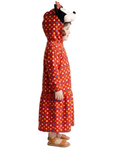 Image of BookMyCostume Colorful Polka Dot Cartoon Style Mouse Costume for Girls - Full Body Jumpsuit for Toddlers with Character Face Hood - School Annual Day, Birthday & Stage Performance | 5-6 Years