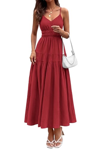 Image of KIRUNDO Maxi Dresses for Women 2026 Summer Sleeveless Spaghetti Strap Long Flowy Beach Vacation Dress Boho A Line Sundress