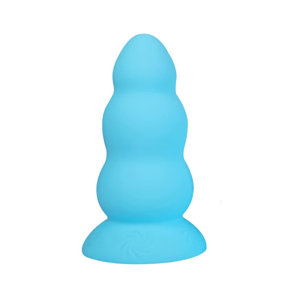 TaRiss's 渦 アナルプラグ 3ビーズ 吸盤付き シリコン S 7.7cmx18cm 水色