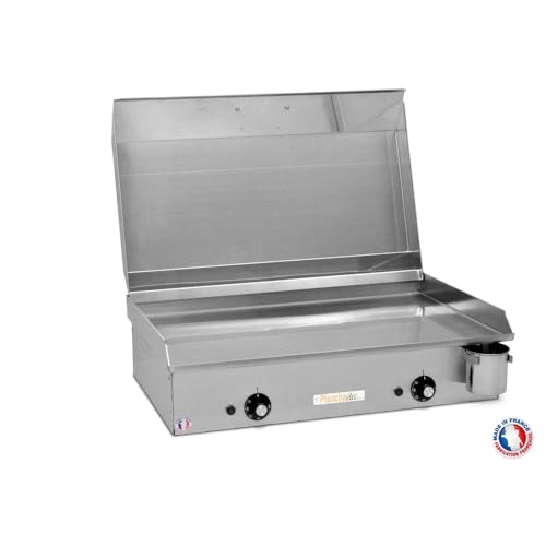 PLANCHAELEC - Plancha Electrique NEO E650-2400W - Couvercle + 2 Ustensiles - Inox - Thermostat Réglable - 10 Personnes - Made In France - L65 X P43 X H18 cm