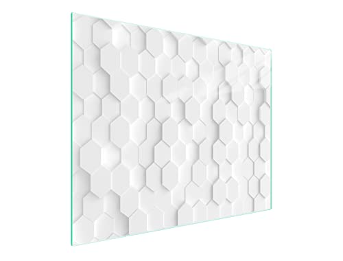 DarHaus Herdabdeckplatte einteilig 52x30 cm Ceranfeld Abdeckung Glas Spritzschutz Abdeckplatte Glasplatte Herd Ceranfeldabdeckung Deko, Muster Weiß