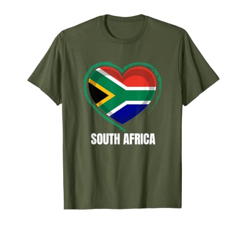 South African Flag South Africa Flag T-Shirt, Men, Olive Green, X-Large