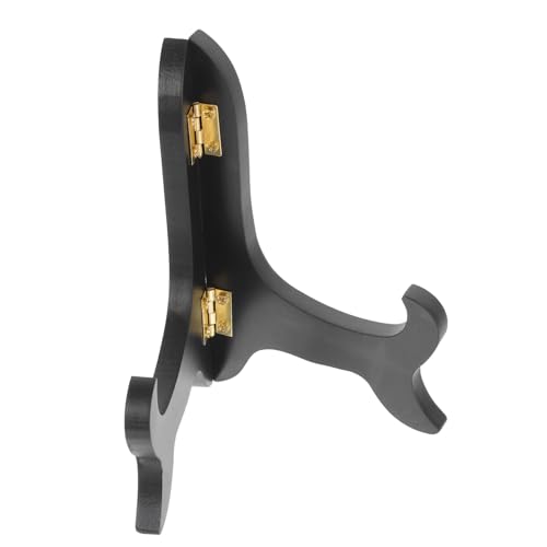 BATHVEVE Plate Holder Display Stand for Tea Cake Plates 11-15cm Diameter Black Wooden Decorative Easel for White Tea Presentation Tabletop Display Rack