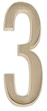 Hillman 843353 Distinctions Address Plaque Number 3 Three Self Adhesive Sign, Brushed Brass Metal, 4