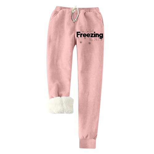 Pantalones con forro polar para mujer, acogedores, informales, con cordón, pantalones de chándal lisos, pantalones de chándal para invierno, térmico, cálido, grueso, aislamiento y pantalones