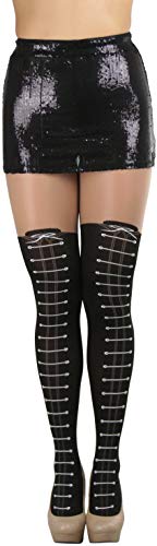 Image of ToBeInStyle Women's Full Footed Pantyhose with Thigh High Designs