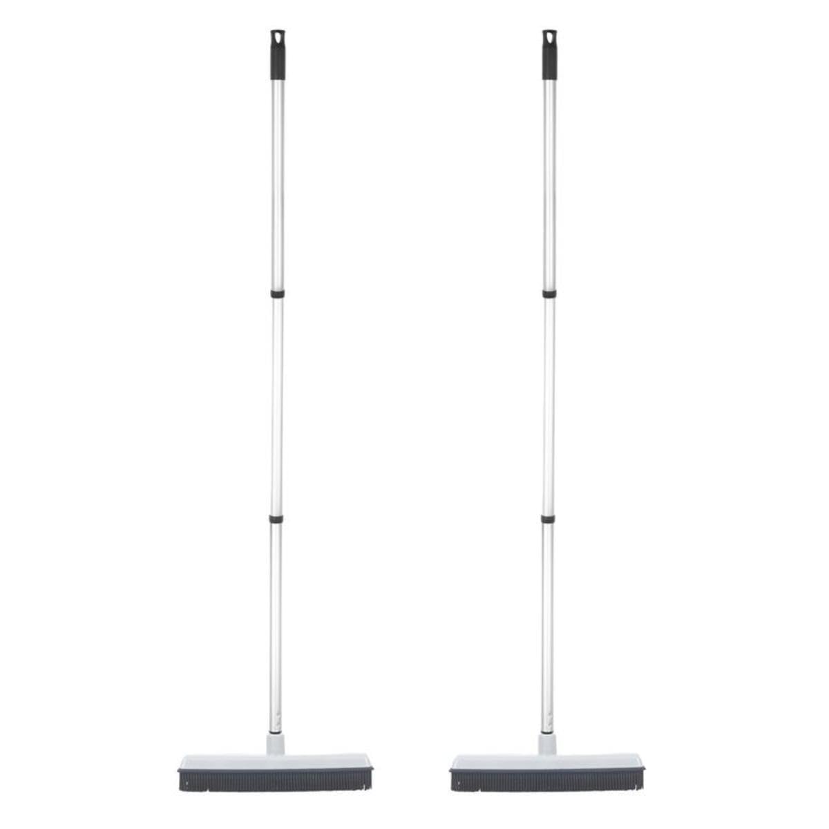 Balai de Sol en Poils de Caoutchouc gris Superio avec râteau à tapis et raclette (Lot de 2)