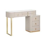DIMENSIONS EN CM - Coiffeuse : Longueur: 120 Largeur: 40 Hauteur: 75 - Dimensions supplémentaires: Etagère 100x40 cm - Tiroirs 24x28h8 cm