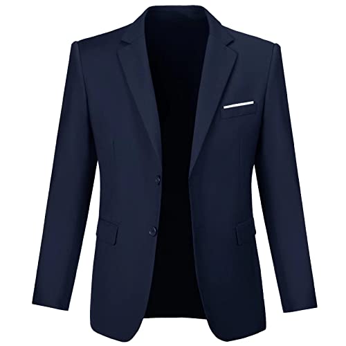 Mens Blazer Sports Coat 2 Button Solid Men's Suit Blazer Jackets For Groomsmen Wedding Party Prom Blazer Tuxedo Navy Xl #TOP14