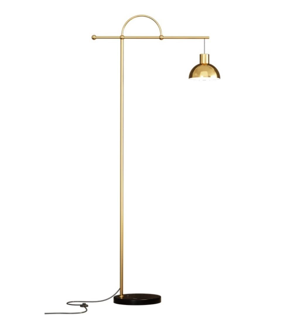 Lampa Podłogowa Nordic Metalowa Lampa Podłogowa Z Wiszącym Abażurem I Marmurową Podstawą Studyjna Stojąca Do Sypialni Salonu Sypialni Salonu(Gold+black,Dimmer switch)