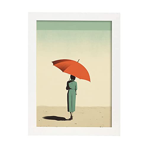 Nacnic Poster Gente de la Playa con Parasol por Alessandro Gottardo Marco Blanco A4