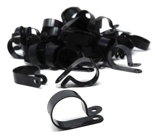 100pcs. P-Clips Plastic Nylon for Hose, Pipe, Cable, Wire, Tubing Wall Clamp Mount (Black, 15.8mm)