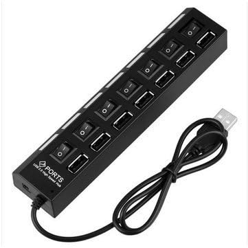 Image of ABSTXUOR 4 in 1 Portable USB C Hub (Type-C to 4 USB-A Ports) with Aluminum Shell, USB Port Hub 3.0 Compatible for PC, Tablet, and Smartphone u-1 (7-PIN-HUB)