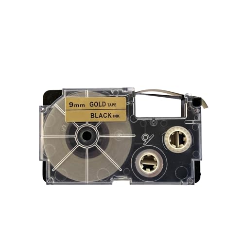 Image of LIVYU LIFE 9mm Label Printer Tape from LIVYU LIFE Compatible Label Tape Replacement for Casio KL-820, KL-G2, KL-HD1, KL-120, KL130 Ez Label Maker. (Black Ink on Gold Tape -9mm x 8m -1 Pcs)