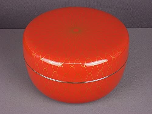 川端近左 朱金網目喰籠 共箱 久田宗也（尋牛斎）書付／検索：茶道具