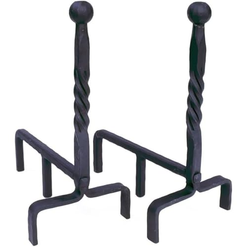 Oakestry Set of 2 Wrought Iron Fireplace Andirons Heavy-Duty Steel
