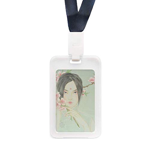 Porte-carte de crédit transparent motif fleurs de pêcher pour carte d'identité rigide