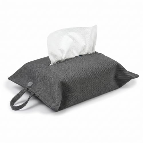 kakaforsa Cloth Tissue Cover, Toilet Paper Holder, Hang Paper Towel Holder for Car Home Office Desk Travel, Cotton Face Tissues Holder, Brushed Gray
