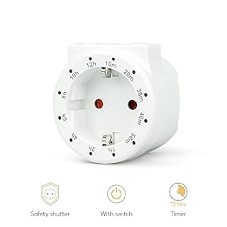 Garza - Programmatore elettronico a spina con conto alla rovescia (da 10 min. a 12 ore), bianco