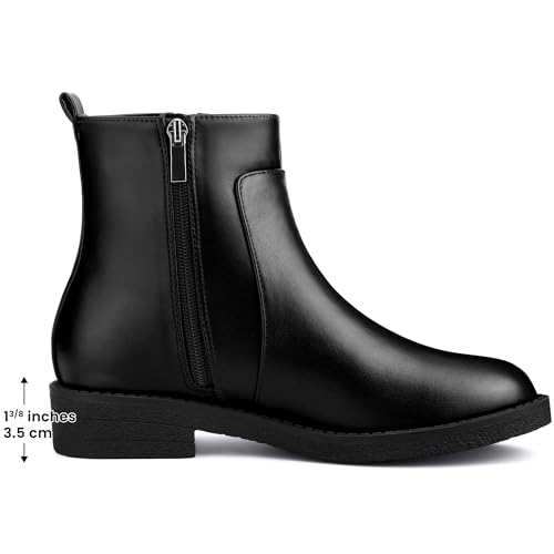 Allegra K Allegra K Black Boots for Women Round Toe Zipper Chunky Low Heel Ankle Boots 6 M US