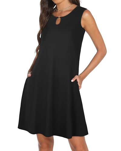 Image of Summer Dresses for Women 2026 Casual Sleeveless Sundress Floral Loose Fit Beach Cover Up with Pocket
