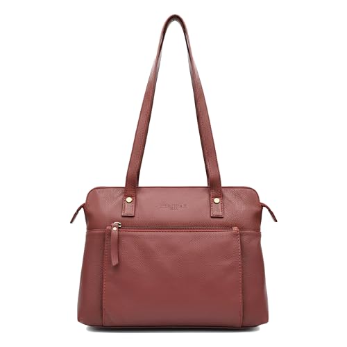 Sac bandoulière en cuir véritable femme Zerimar de dimensions 23x29x9cm