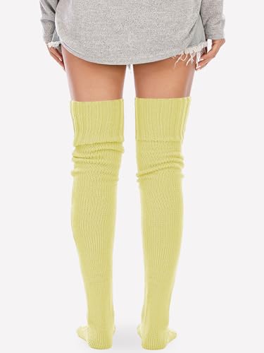 Image of YELAIVP Women's Cable Knitted Thigh High Boot Socks Extra Long Winter Stockings Over Knee Leg Warmers