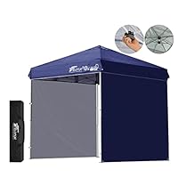 [美品]FIELDOOR ワンタッチ タープテント ブルー　サイドシート2枚付き FIELDOOR タープテント 2m 簡単 耐水 ワンタッチ サイドシート2