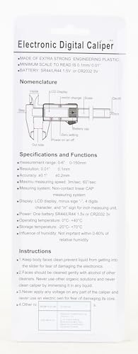 Vinabo Digital Vernier Caliper Classic 150 mm/6 Inches with Large LCD Screen for External, Internal, Depth and Electronic Measuring Tool - Image 9 thumbnail