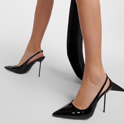 Black Slingback Pumps for Women Pointed Toe Sexy High Stiletto Heels Back Strap Fashion High Heels Bridal Elegant Wedding Shoes4