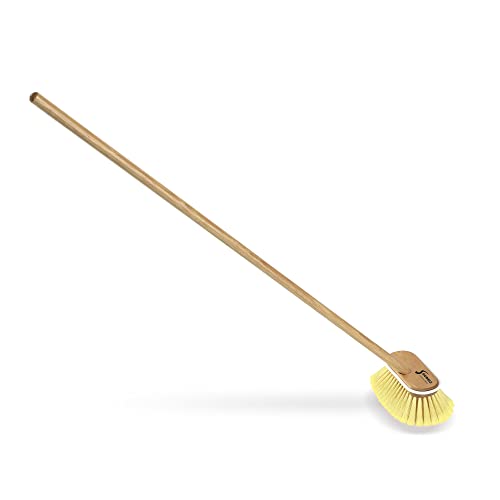 Shurhold Marine Mate 6 Deck Brush with Handle Shurhold Brush on 48 Wooden Handle Perfect for Under-Gunnel Storage - Soft Bristle