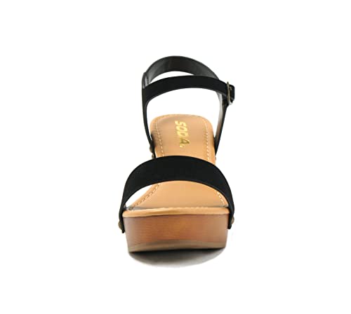 Image of Soda CHIVAS ~ Women's Bold Buckles Studded Wedge Sandal