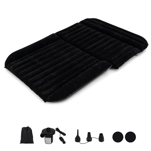 GYMAX Matelas Gonflable Voiture 190 x 130 cm, Double Face à Flocage et à PVC, Pompe à Air Fournie, 7 Valves pour Gonflage Personnalisé, pour Voyage,...