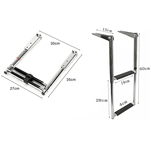 Escalera telescópica de acero inoxidable 2 peldaños para piscina miniatura 4