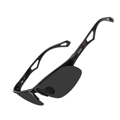 Image of BIRCEN Polarized Anti-Glare Sunglasses for Men: Lightweight Metal Wrap around Sun Glasses UV Protection for Driving Fishing