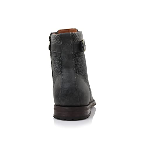 Image of Polar Fox Men's Military Style Combat Boot Collection | Men's Cap Toe Ankle Boots with Lace-Up & Side Zipper
