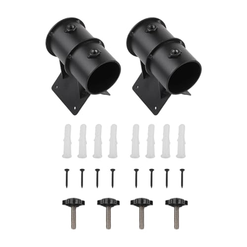 Moliuoly Soportes para toldos de acero resistente, 2 unidades, para sombrillas de 1,5 a 2 pulgadas, marco de sujeción fijo para barandilla de balcón, banco o barco, ahorra espacio, color negro